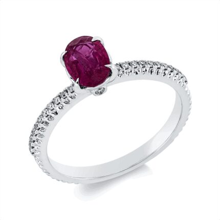 Farbstein 4er-Krappe Weißgold 18kt 0,10 Diamantringe Farbstein 0,94 ct - 1BZ42