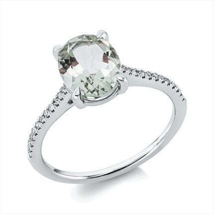 Farbstein 4er-Krappe Weißgold 18kt 0,09 Diamantringe Farbstein 1,66 ct - 1DI28