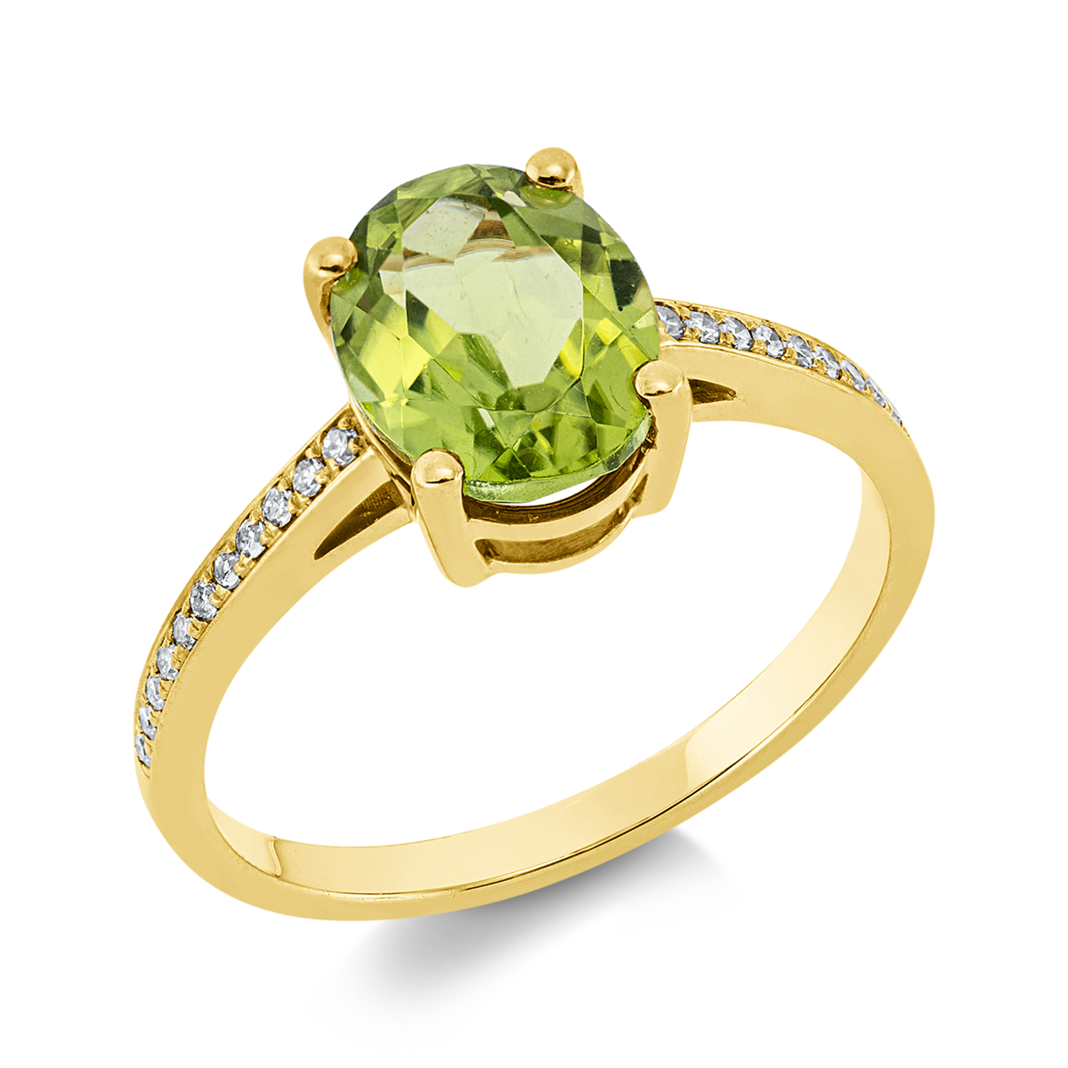 1DI72G Farbstein 4er-Krappe Gelbgold 18kt 0,08 Diamantringe Farbstein 2,16 ct - 1DI72 – Bild 1