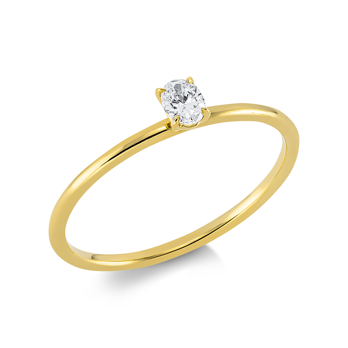 1EM44G Solitaeire 4er-Krappe Gelbgold 18kt 0,14 Diamantringe mit 1 Diamanten - 1EM44 – Bild 1