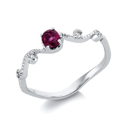 Farbstein 4er-Krappe Weißgold 18kt 0,02 Diamantringe Farbstein 0,3 ct - 1GK02