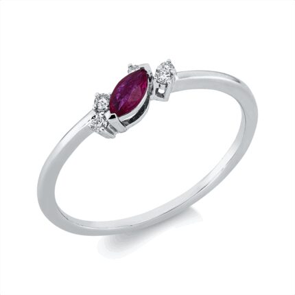 Farbstein Weißgold 18kt 0,06 Diamantringe Farbstein 0,15 ct - 1GN96