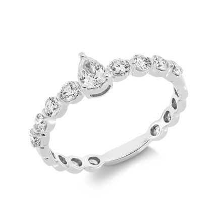 Solitaeire Weißgold 18kt 0,60 Diamantringe mit 9 Diamanten - 1GV90