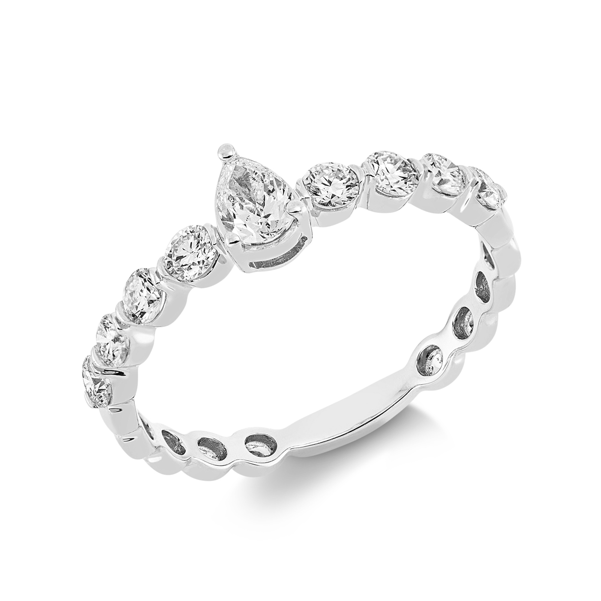 1GV90W Solitaeire Weißgold 18kt 0,60 Diamantringe mit 9 Diamanten - 1GV90 – Bild 1