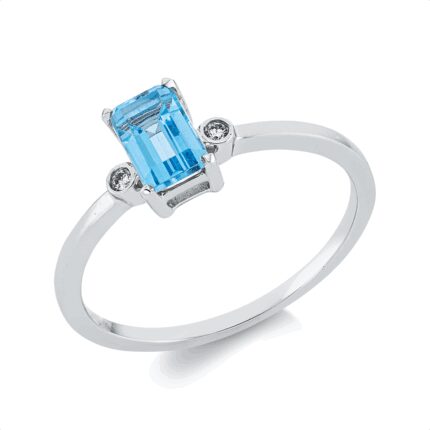 Farbstein Weißgold 18kt 0,02 Diamantringe Farbstein 0,6 ct - 1GW18