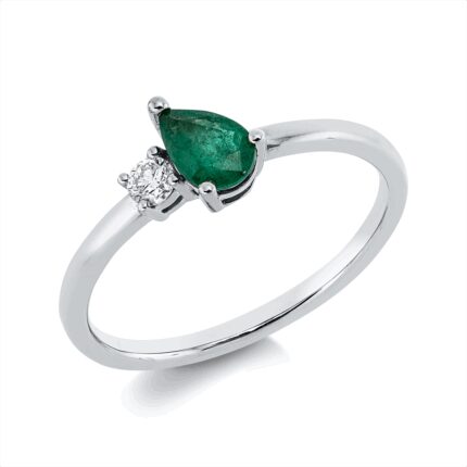 Farbstein Weißgold 18kt 0,08 Diamantringe Farbstein 0,38 ct - 1GX28