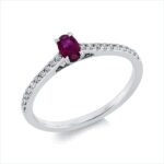 Farbstein 4er-Krappe Weißgold 18kt 0,14 Diamantringe Farbstein 0,31 ct - 1GX45