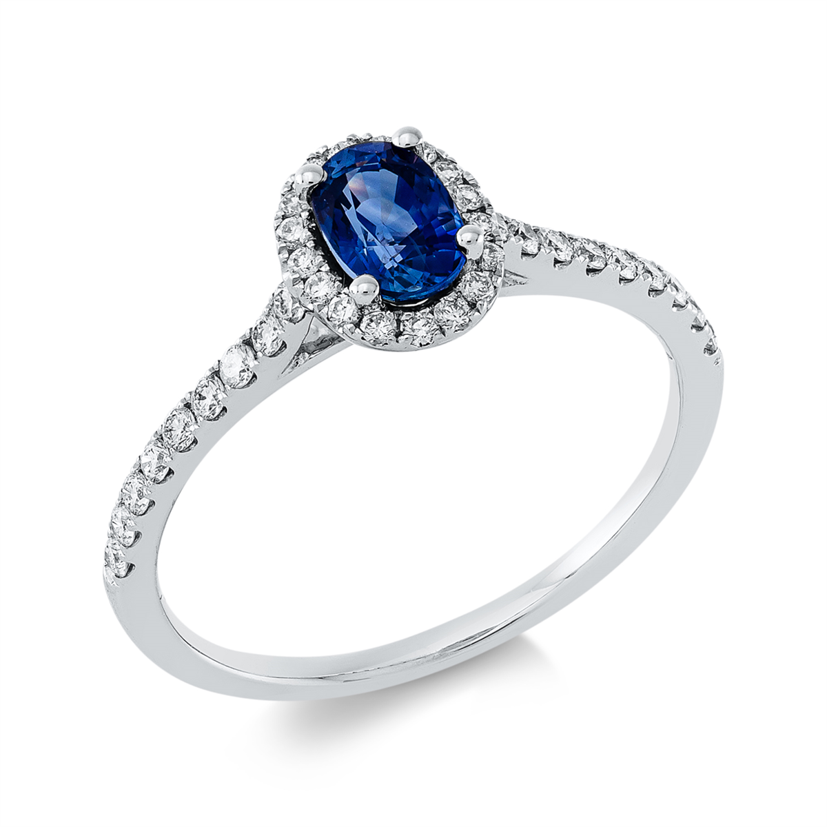 1HF35W Farbstein Weißgold 18kt 0,26 Diamantringe Farbstein 0,62 ct - 1HF35 – Bild 1