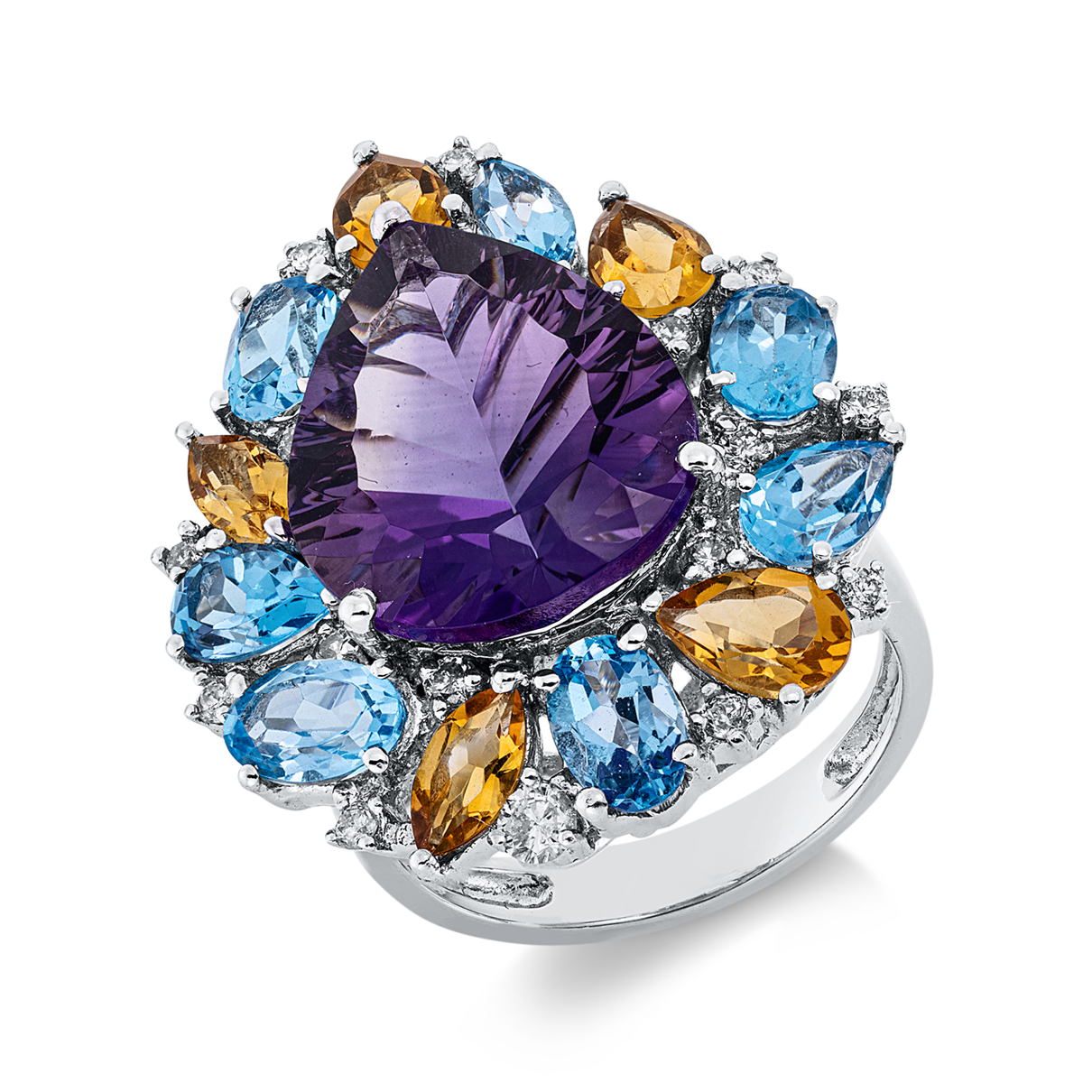 1HH99W Farbstein Weißgold 18kt 0,36 Diamantringe Farbstein 12,8 ct - 1HH99 – Bild 1