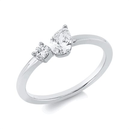 Mehrfachsteinbesatz Weißgold 18kt 0,44 Diamantringe mit 2 Diamanten - 1HL08