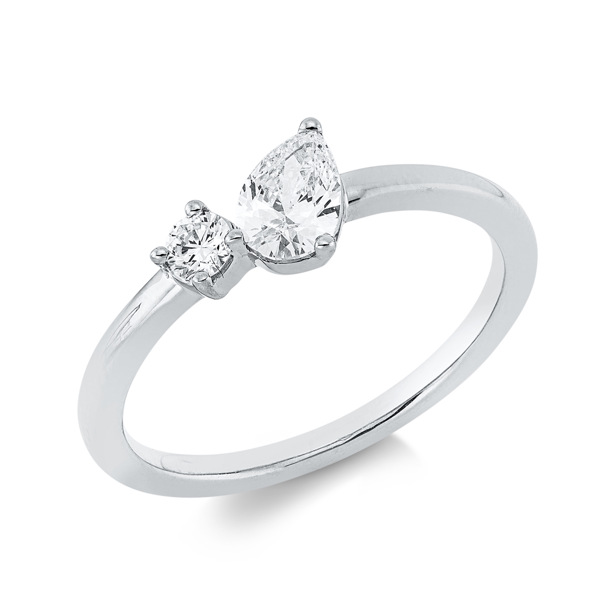 1HL08W Mehrfachsteinbesatz Weißgold 18kt 0,44 Diamantringe mit 2 Diamanten - 1HL08 – Bild 1