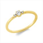 Solitaeire 4er-Krappe Gelbgold 18kt 0,13 Diamantringe mit 3 Diamanten - 1HM99