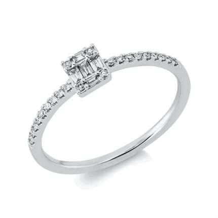 Baguette Weißgold 18kt 0,14 Diamantringe mit 27 Diamanten - 1HT06