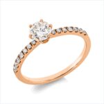 Solitaeire Rosegold 18kt 0,65 Diamantringe mit 15 Diamanten - 1HT08