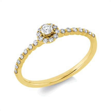 Solitaeire Gelbgold 18kt 0,22 Diamantringe mit 25 Diamanten - 1HT09