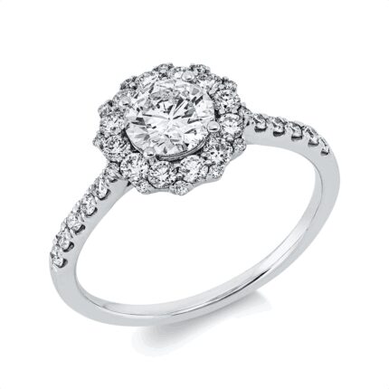 Solitaeire Weißgold 18kt 1,04 Diamantringe mit 37 Diamanten - 1HT10