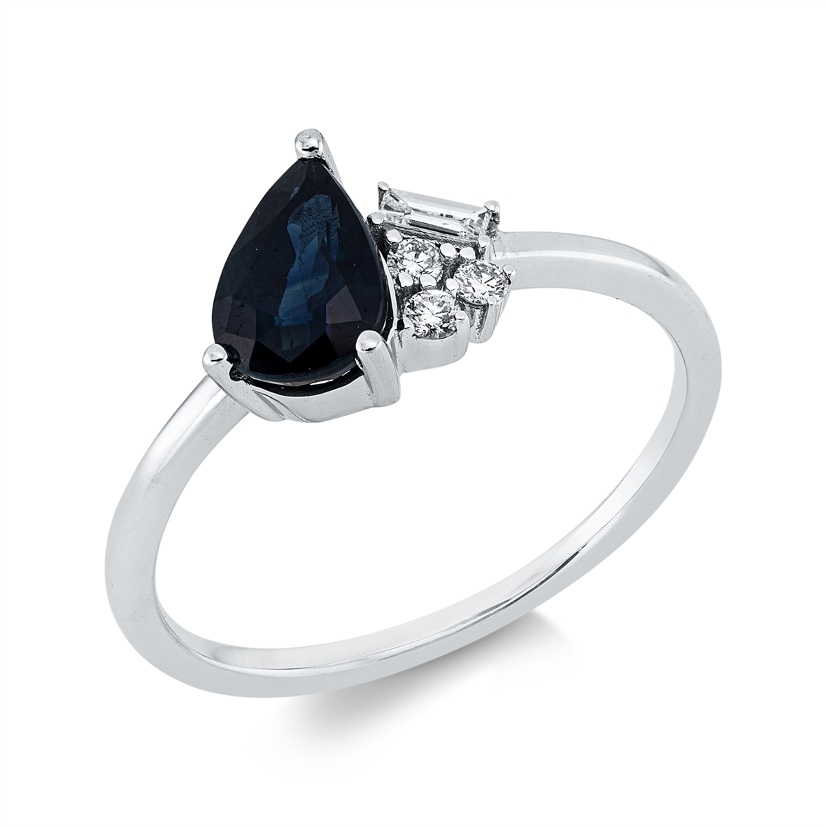 1HT14W Farbstein Weißgold 18kt 0,08 Diamantringe Farbstein 1,09 ct - 1HT14 – Bild 1