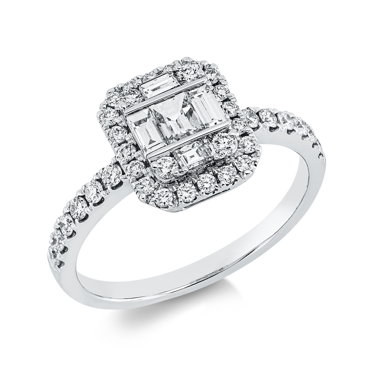 1HT55W Baguette Weißgold 18kt 0,73 Diamantringe mit 41 Diamanten - 1HT55 – Bild 1