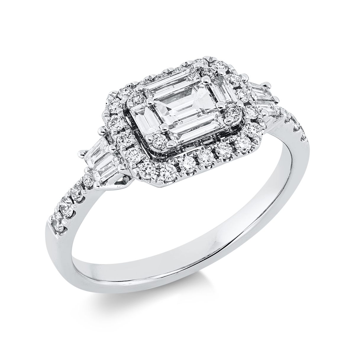 1HT56W Baguette Weißgold 18kt 0,65 Diamantringe mit 41 Diamanten - 1HT56 – Bild 1