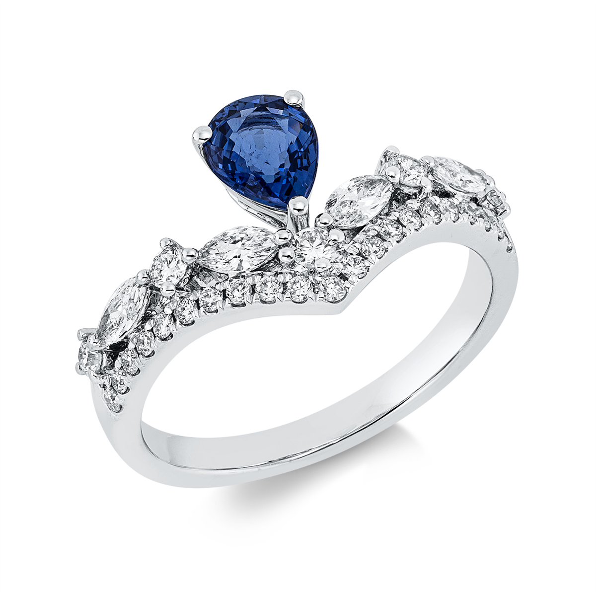 1HT73W Farbstein Weißgold 18kt 0,55 Diamantringe Farbstein 0,78 ct - 1HT73 – Bild 1