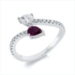 Farbstein Weißgold 18kt 0,44 Diamantringe Farbstein 0,3 ct - 1HU93