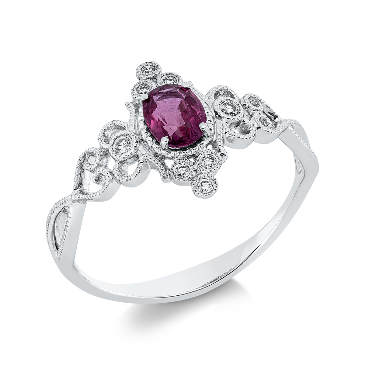 1HX29W Farbstein Weißgold 18kt 0,05 Diamantringe Farbstein 0,42 ct - 1HX29 – Bild 1