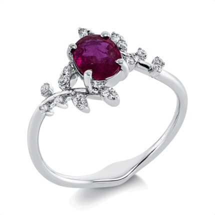 Farbstein Weißgold 18kt 0,13 Diamantringe Farbstein 0,99 ct - 1HX37