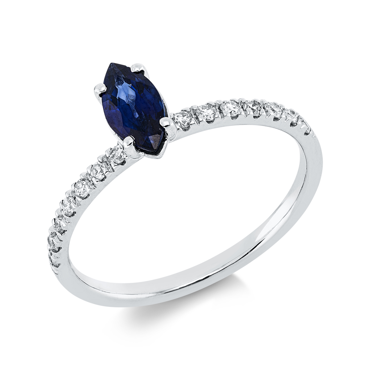 1HX74W Farbstein 4er-Krappe Weißgold 18kt 0,18 Diamantringe Farbstein 0,56 ct - 1HX74 – Bild 1