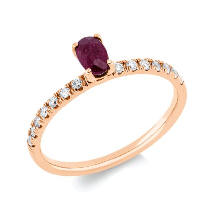 Farbstein 4er-Krappe Rosegold 18kt 0,16 Diamantringe Farbstein 0,37 ct - 1HX84