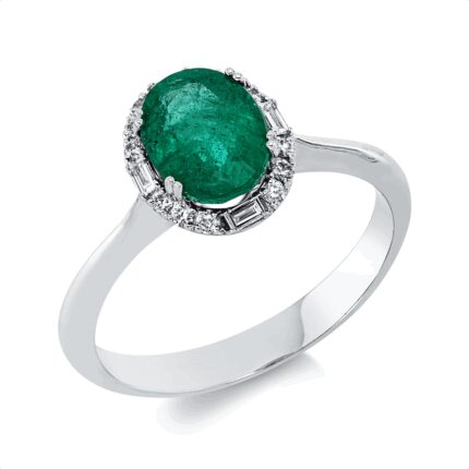 Farbstein 4er-Krappe Weißgold 18kt 0,14 Diamantringe Farbstein 1,32 ct - 1HX99