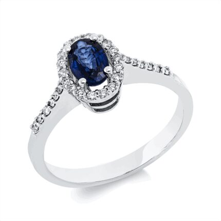 Farbstein 4er-Krappe Weißgold 18kt 0,19 Diamantringe Farbstein 0,59 ct - 1HY01