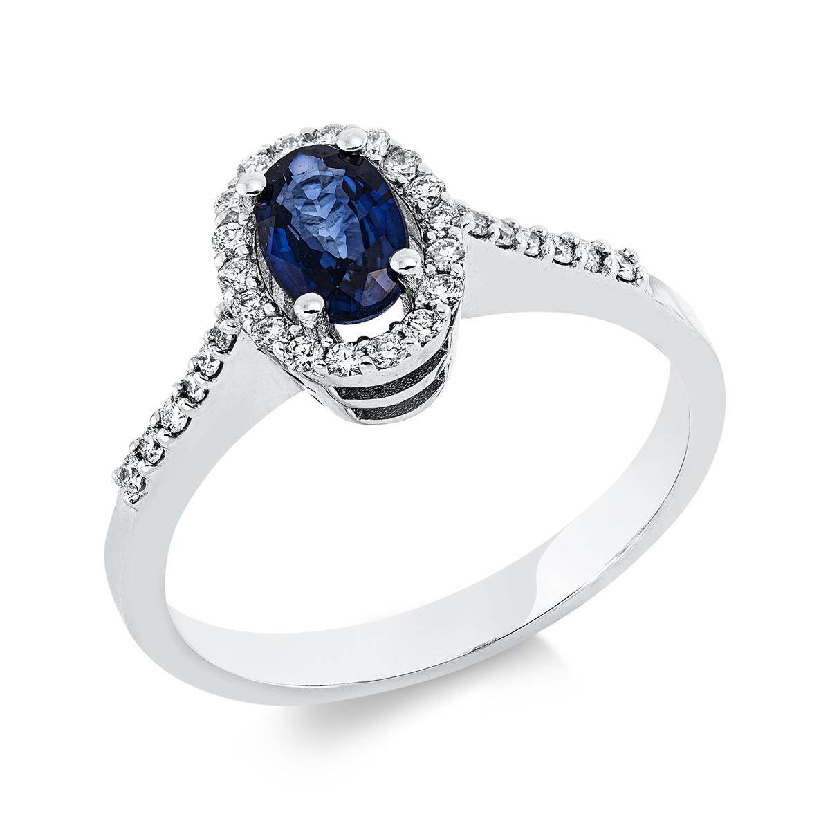 1HY01W Farbstein 4er-Krappe Weißgold 18kt 0,19 Diamantringe Farbstein 0,59 ct - 1HY01 – Bild 1