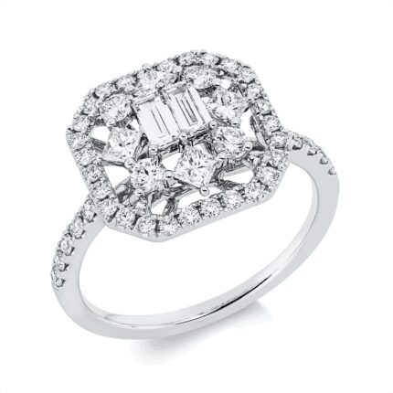 Baguette Weißgold 18kt 1,02 Diamantringe mit 50 Diamanten - 1HY62