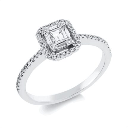 Baguette Weißgold 18kt 0,38 Diamantringe mit 59 Diamanten - 1HZ14