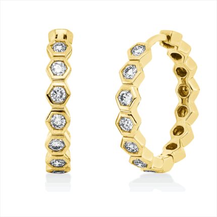 Creolen Zarge Gelbgold 18kt 0,45 Diamantschmuck mit 14 Diamanten - 2V065