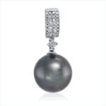 Anhänger Weißgold 18kt 0,20 Diamantschmuck mit 35 Diamanten Tahiti 11,5 mm - 3G024