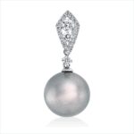 Anhänger Weißgold 18kt 0,27 Diamantschmuck mit 23 Diamanten Tahiti 10,5 mm - 3G053