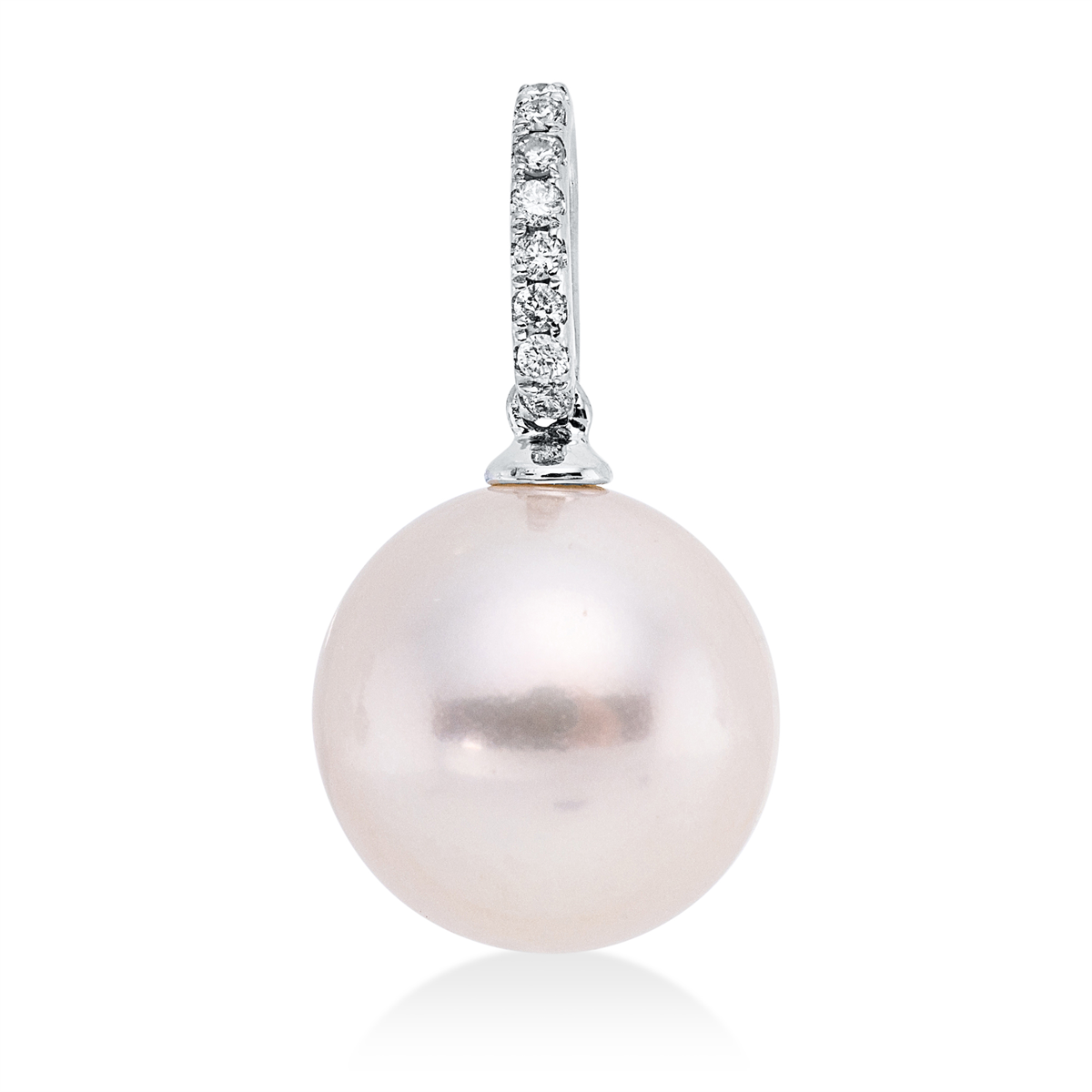 3G601W Anhänger Weißgold 18kt 0,06 Diamantschmuck mit 9 Diamanten Süßwasserperle 11 mm - 3G601 – Bild 1