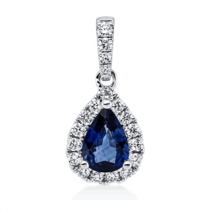 Anhänger Weißgold 18kt 0,22 Diamantschmuck Farbstein 0,64 ct - 3I033