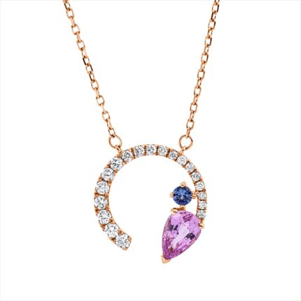 Collier Rosegold 18kt 0,18 Diamantschmuck Farbstein 0,59 ct - 4O574