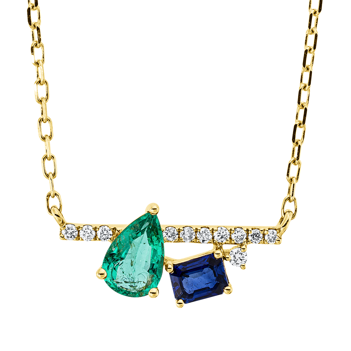 4O585G Collier Gelbgold 18kt 0,06 Diamantschmuck Farbstein 0,56 ct - 4O585 – Bild 1