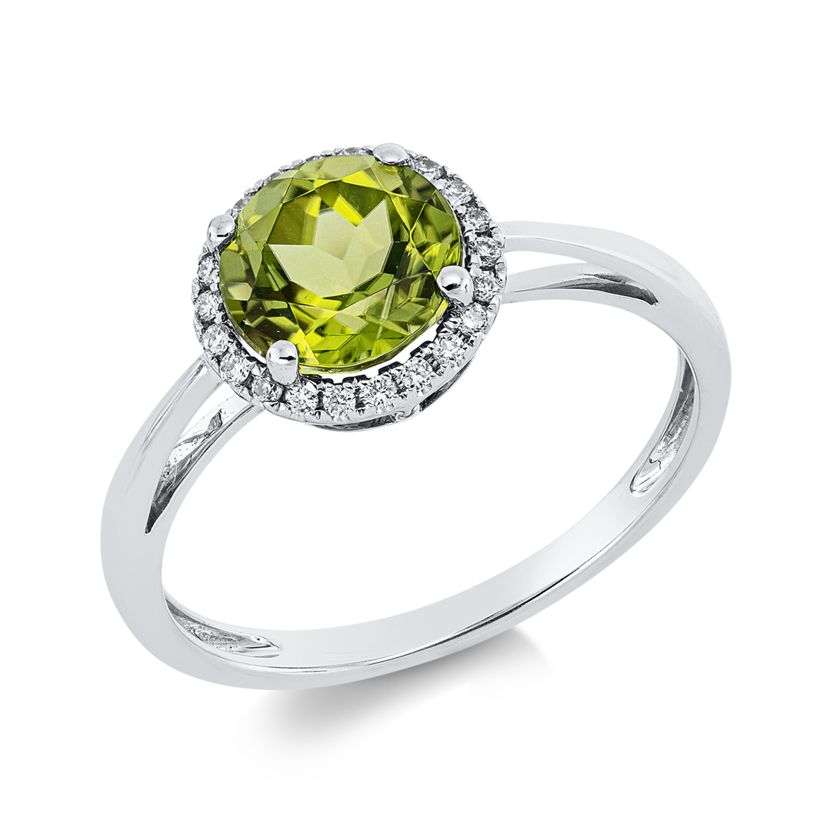 1CD78W Farbstein 4er-Krappe Weißgold 18kt 0,10 Diamantringe Farbstein 1,6 ct - 1CD78 – Bild 1