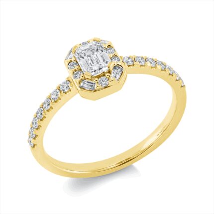 Solitaeire Gelbgold 18kt 0,70 Diamantringe mit 25 Diamanten - 1FB83