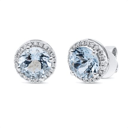 Ohrstecker Weißgold 18kt 0,20 Diamantschmuck Farbstein 2,5 ct - 2V419