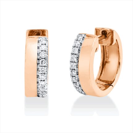 Creolen Rosegold / Weißgold 18kt 0,17 Diamantschmuck mit 22 Diamanten - 2V601