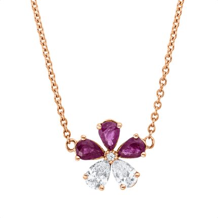 Collier Rosegold 18kt 0,45 Diamantschmuck Farbstein 0,59 ct - 4O740