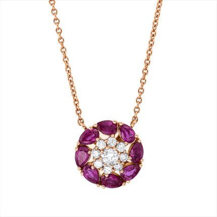 Collier Rosegold 18kt 0,31 Diamantschmuck Farbstein 1,21 ct - 4O742