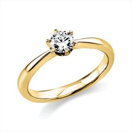 Solitaeire 6er-Krappe Gelbgold 18kt 0,40 Diamantringe mit 1 Diamanten - 1C483