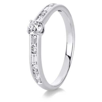 Mehrfachsteinbesatz 4er-Krappe Weißgold 18kt 0,47 Diamantringe mit 13 Diamanten - 1C521