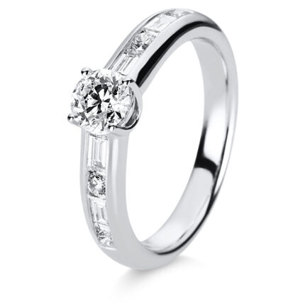 Solitaeire 4er-Krappe Weißgold 18kt 0,96 Diamantringe mit 9 Diamanten - 1C860